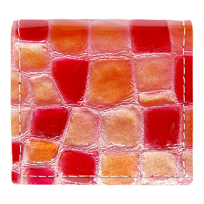 【財布の百貨店公式】 本革 コインケース ボックス型 ちょっと上品なステンドグラス レディース 小銭入れ コンパクト スリム 薄型 型押し エナメル ピンク ターコイズ イエロー レッド ネイビー 【安心の返品保証付き】