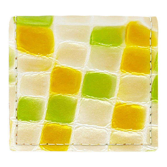 【財布の百貨店公式】 本革 コインケース ボックス型 ちょっと上品なステンドグラス レディース 小銭入れ コンパクト スリム 薄型 型押し エナメル ピンク ターコイズ イエロー レッド ネイビー 【安心の返品保証付き】