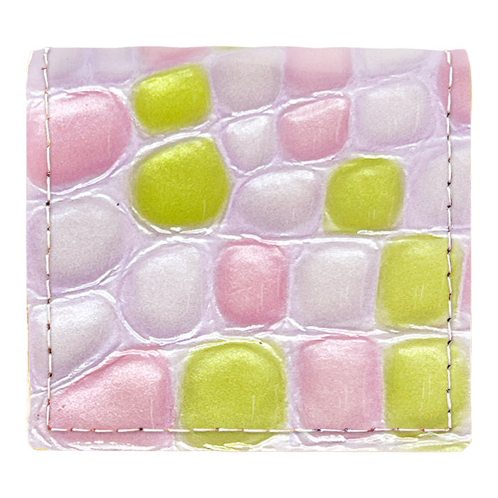 【財布の百貨店公式】 本革 コインケース ボックス型 ちょっと上品なステンドグラス レディース 小銭入れ コンパクト スリム 薄型 型押し エナメル ピンク ターコイズ イエロー レッド ネイビー 【安心の返品保証付き】