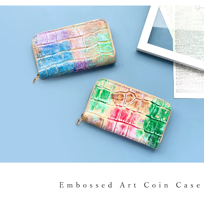 【財布の百貨店公式】 コインケース 本革 型押しアート ラウンドファスナー コンパクト 小物入れ 牛革 ポーチ 小型財布 小銭入れ 革 高級 レザー ケース 【安心の返品保証付き】