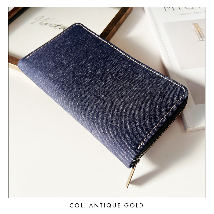 【財布の百貨店公式】 児島デニム 蛇腹 カードポケット付き 財布 長財布 岡山デニム ラウンド型ファスナー メンズ レディース 大容量 【安心の返品保証付き】