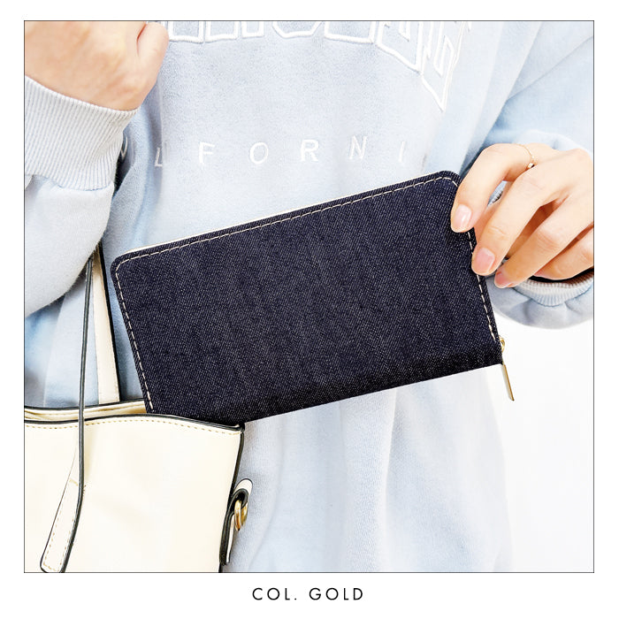 【財布の百貨店公式】 児島デニム 蛇腹 カードポケット付き 財布 長財布 岡山デニム ラウンド型ファスナー メンズ レディース 大容量 【安心の返品保証付き】