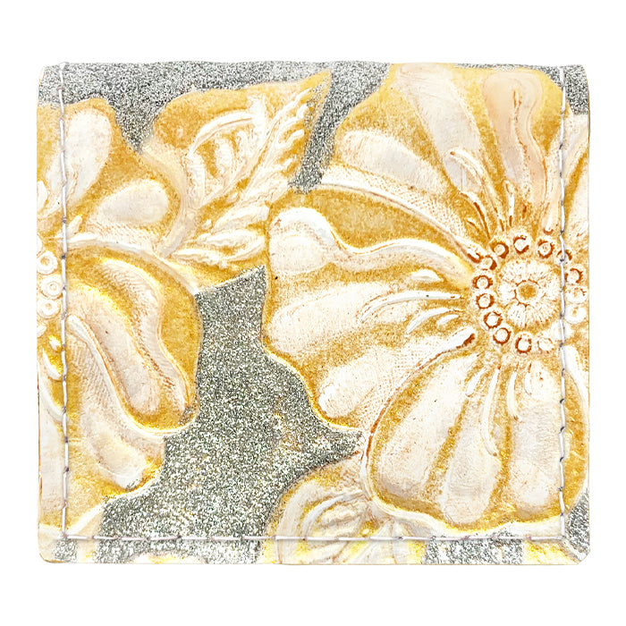 【財布の百貨店公式】ボックス型 コインケース 本革 ラメフラワー 型押し 小銭入れ レディース 革 コンパクト スリム 薄型 【安心の返品保証付き】