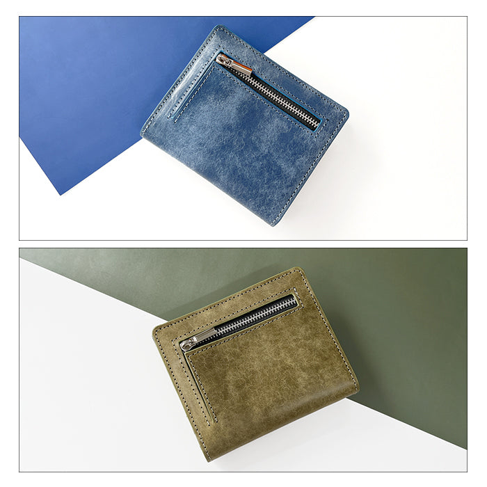 【財布の百貨店公式】 本革 レザリア スリム二つ折り財布 メンズ レディース カード収納 小銭入れ コインケース付き サイフ ウォレット 薄型 コンパクト 【WM-D3-02】 【安心の返品保証付き】