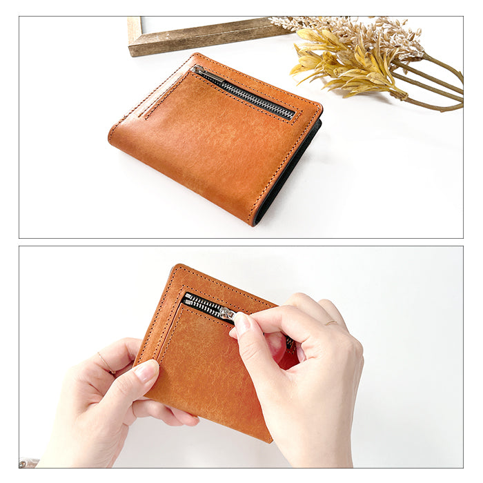 【財布の百貨店公式】 本革 レザリア スリム二つ折り財布 メンズ レディース カード収納 小銭入れ コインケース付き サイフ ウォレット 薄型 コンパクト 【WM-D3-02】 【安心の返品保証付き】