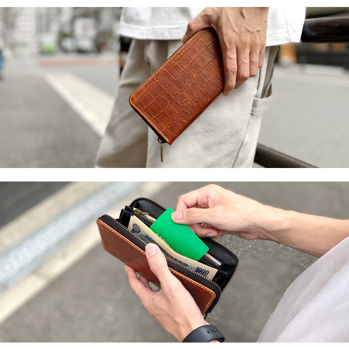 【財布の百貨店公式】 長財布 本革 クロコダイル風 型押し 財布 レディース メンズ ラウンド型ファスナー |洗練された輝き、クロコダイル風の品格 【安心の返品保証付き】