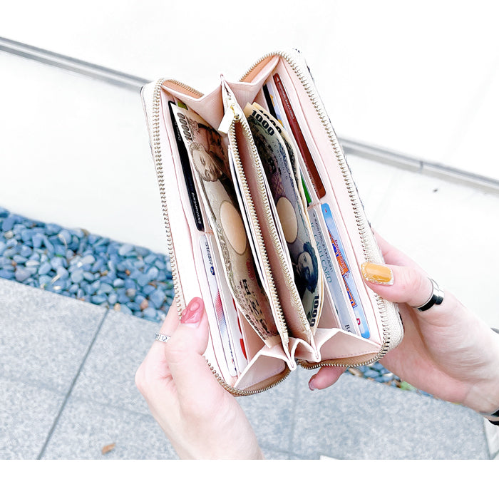 【財布の百貨店公式】 ハラコ風レザー ダルメシアン柄 長財布 財布 本革 レディース メンズ ラウンド型ファスナー |唯一無二の存在感 ハラコ風レザーで魅せる大人の品格 【安心の返品保証付き】