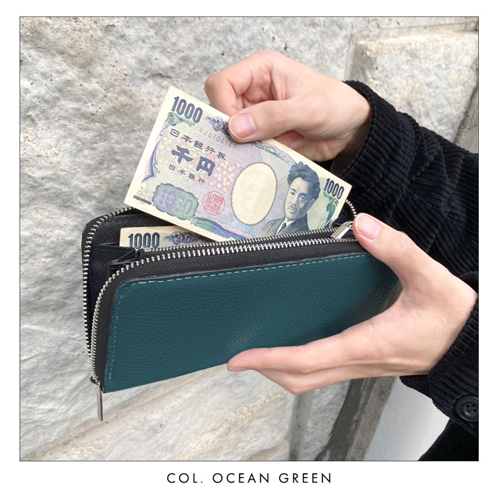 【財布の百貨店公式】 長財布 財布 本革 メンズ ラウンド型ファスナー 型押し 牛革 本革長財布 さいふ サイフ ベーシックダンディ | スマートに格を上げる、大人の長財布 【安心の返品保証付き】