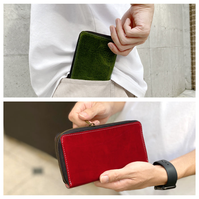【財布の百貨店公式】 イタリア産 ダグラスレザー 財布 長財布 本革 ラウンド型ファスナー ヌメ革 牛革 メンズ イタリアンレザー ダグラス |洗練された手触り、持つだけで格が上がる一品 【安心の返品保証付き】