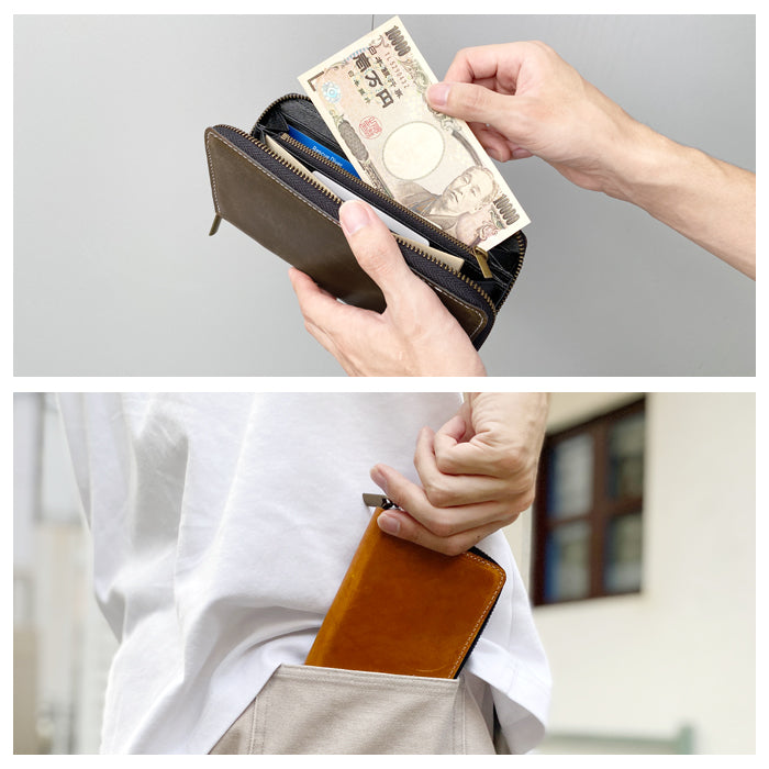 【財布の百貨店公式】 イタリア産 ダグラスレザー 財布 長財布 本革 ラウンド型ファスナー ヌメ革 牛革 メンズ イタリアンレザー ダグラス |洗練された手触り、持つだけで格が上がる一品 【安心の返品保証付き】