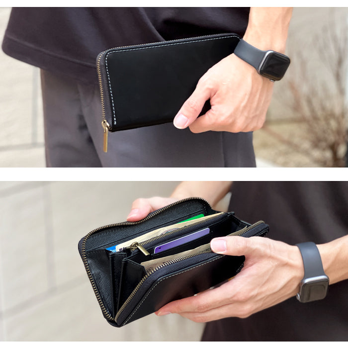 【財布の百貨店公式】 長財布 馬革 財布 馬ヌメ 本革 ラウンド型ファスナー ホースレザー メンズ レディース クラシック| 革の経年変化を楽しむ、末永く愛せる長財布 【安心の返品保証付き】
