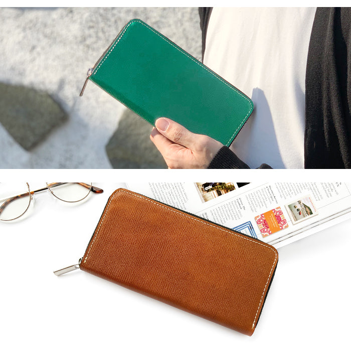 【財布の百貨店公式】 長財布 本革 メンズ 財布 ラウンド型ファスナー 型押し 牛革 レザー カード収納 男の型押し |ビジネスシーンにも映える、スタイリッシュな本革財布 【安心の返品保証付き】
