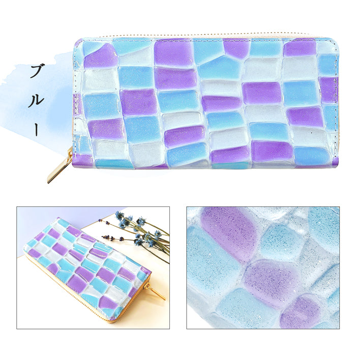 【財布の百貨店公式】 長財布 本革 ステンドグラス 財布 レディース ラウンド型ファスナー | まるでステンドグラスのような美しい輝き 【安心の返品保証付き】
