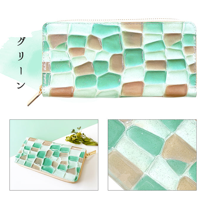 【財布の百貨店公式】 ステンドグラス 長財布 本革 財布 レディース ラウンド型ファスナー | まるでステンドグラスのような美しい輝き 【安心の返品保証付き】