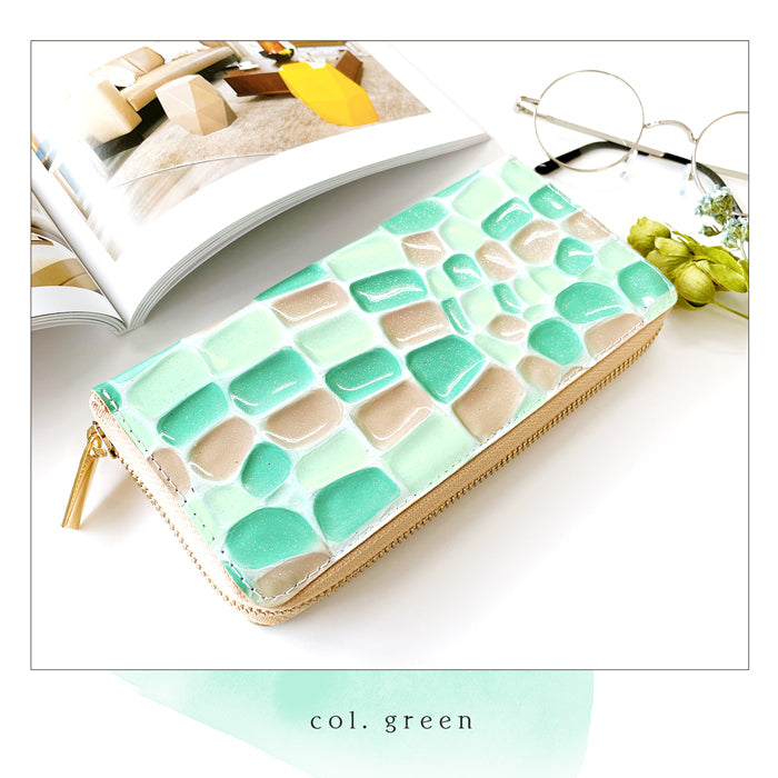 【財布の百貨店公式】 ステンドグラス 長財布 本革 財布 レディース ラウンド型ファスナー | まるでステンドグラスのような美しい輝き 【安心の返品保証付き】