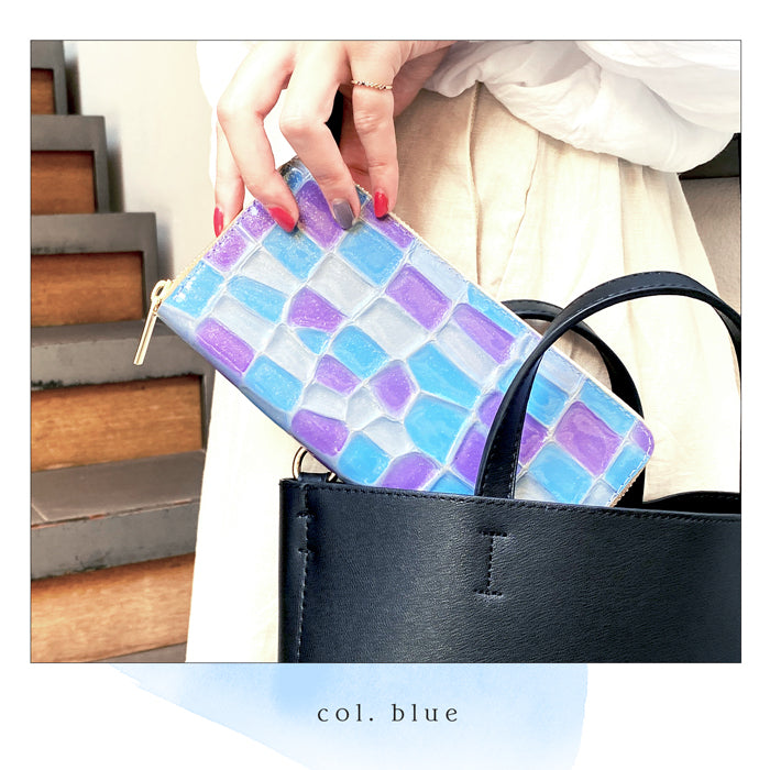 【財布の百貨店公式】 ステンドグラス 長財布 本革 財布 レディース ラウンド型ファスナー | まるでステンドグラスのような美しい輝き 【安心の返品保証付き】