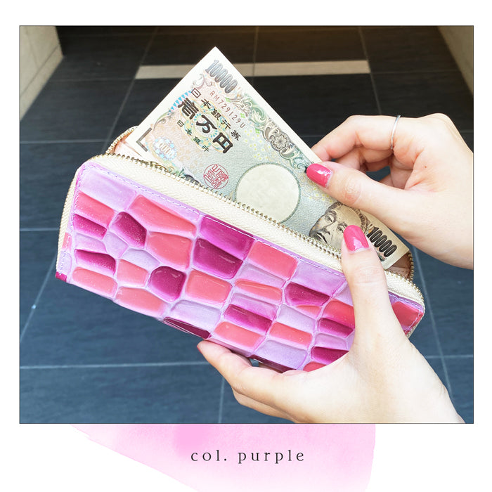 【財布の百貨店公式】 ステンドグラス 長財布 本革 財布 レディース ラウンド型ファスナー | まるでステンドグラスのような美しい輝き 【安心の返品保証付き】