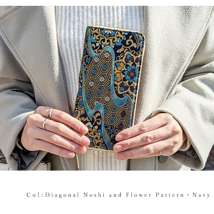 【財布の百貨店公式】 西陣織 月影 長財布 レディース メンズ 財布 ラウンド型ファスナー - 高級感漂う日本製の和風財布 | プレゼントにも最適 【安心の返品保証付き】