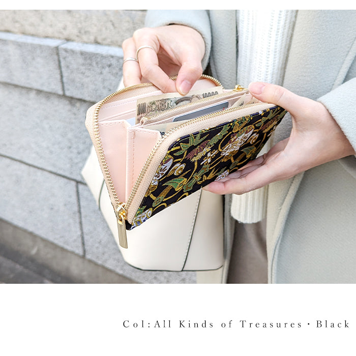 【財布の百貨店公式】 西陣織 月影 長財布 レディース メンズ 財布 ラウンド型ファスナー - 高級感漂う日本製の和風財布 | プレゼントにも最適 【安心の返品保証付き】