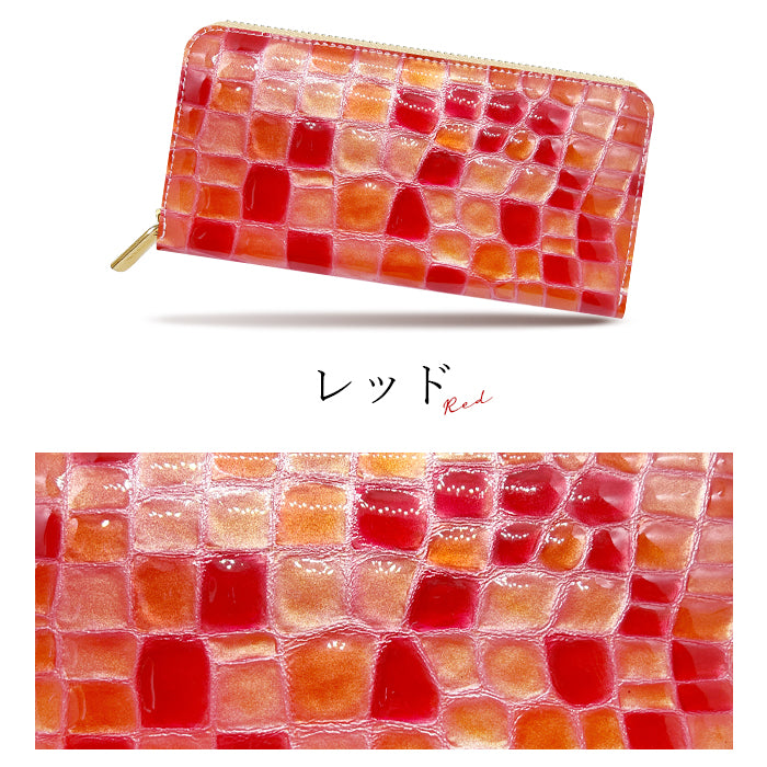 財布 本革 レディース ステンドグラス風 長財布 ラウンド型ファスナー ちょっと上品なステンドグラス | まるでステンドグラスのような美しい長財布