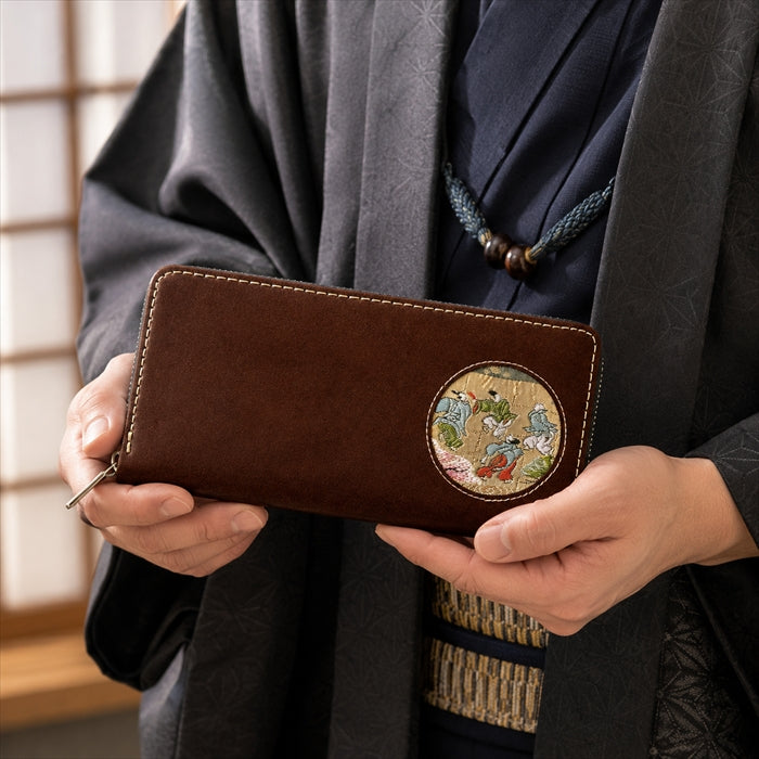 【財布の百貨店公式】 長財布 西陣織レザー 源氏物語 「満月」ラウンド型長財布 本革 栃木レザー 財布 カード収納 【安心の返品保証付き】