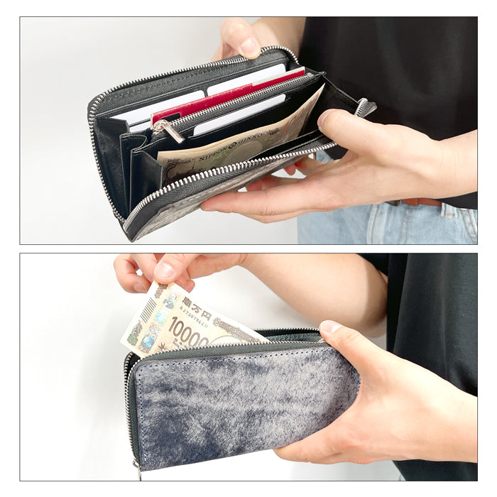 【財布の百貨店公式】長財布 イタリア産 マルゴーフォグ 本革 財布 ラウンド型ファスナー 牛革 メンズ イタリアンレザー 【安心の返品保証付き】