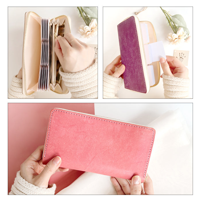 【財布の百貨店公式】 イタリア製本革 マヤベリー 蛇腹 カードポケット付き 財布 長財布 ラウンド型ファスナー 大容量 イタリアンレザー 【安心の返品保証付き】