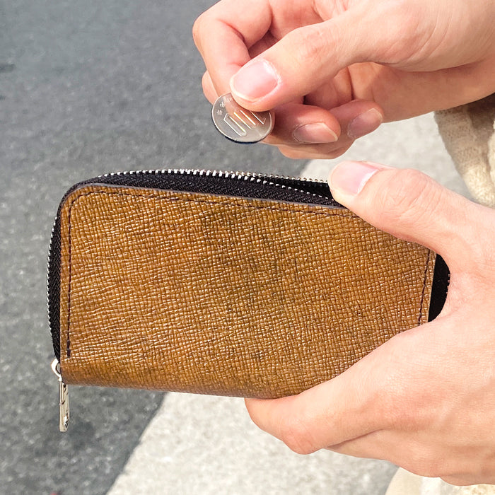 【財布の百貨店公式】 本革 コインケース 男の型押し メンズ コンパクト ラウンドファスナー 小銭入れ 【安心の返品保証付き】