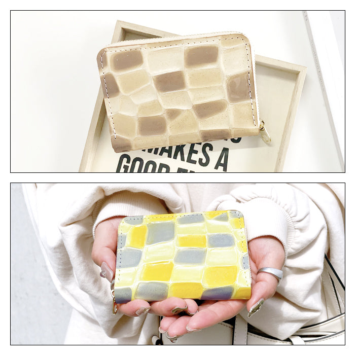 【財布の百貨店公式】 ミニ財布 本革 2nd ステンドグラス 財布 小さい財布 ミニウォレット コンパクト 牛革 サイフ さいふ ウォレット 革 エナメル加工 レザー カード収納 革財布 ラウンド財布 ミニサイフ 本革ミニ財布 レディース ハンドメイド 【安心の返品保証付き】