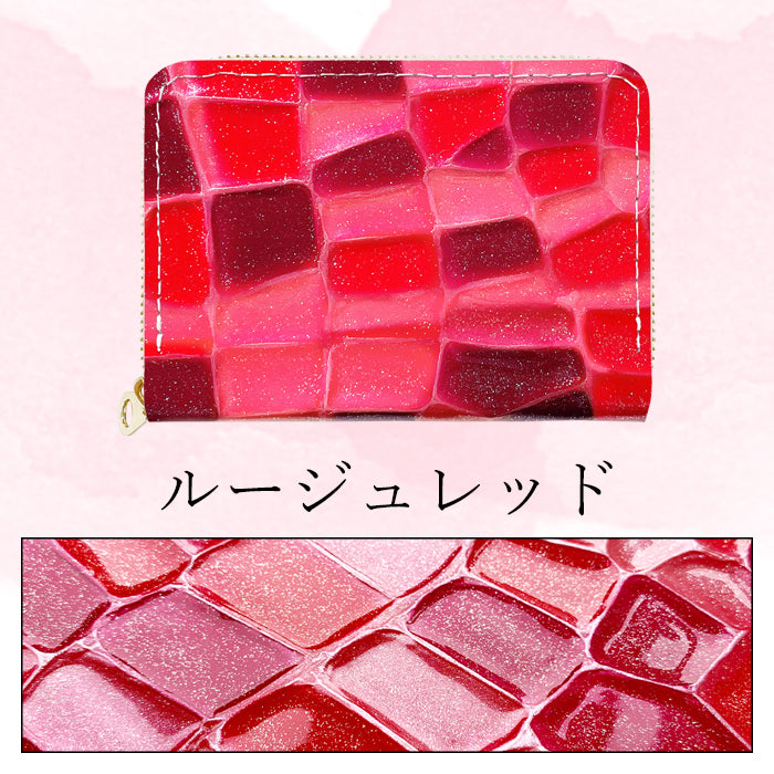 【財布の百貨店公式】 ミニ財布 本革 2nd ステンドグラス 財布 小さい財布 ミニウォレット コンパクト 牛革 サイフ さいふ ウォレット 革 エナメル加工 レザー カード収納 革財布 ラウンド財布 ミニサイフ 本革ミニ財布 レディース ハンドメイド 【安心の返品保証付き】