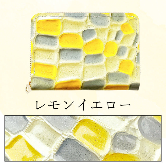 【財布の百貨店公式】 ミニ財布 本革 2nd ステンドグラス 財布 小さい財布 ミニウォレット コンパクト 牛革 サイフ さいふ ウォレット 革 エナメル加工 レザー カード収納 革財布 ラウンド財布 ミニサイフ 本革ミニ財布 レディース ハンドメイド 【安心の返品保証付き】