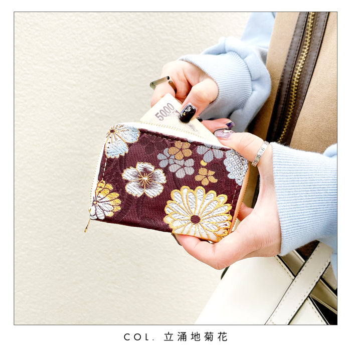 【財布の百貨店公式】 財布 ミニ財布 西陣織 明 金襴 ミニウォレット コンパクト ラウンドファスナー サイフ さいふ ウォレット 小さい財布 カード収納 ラウンド財布 ミニサイフ 和風 和柄 和 豪華 織物 ハンドメイド