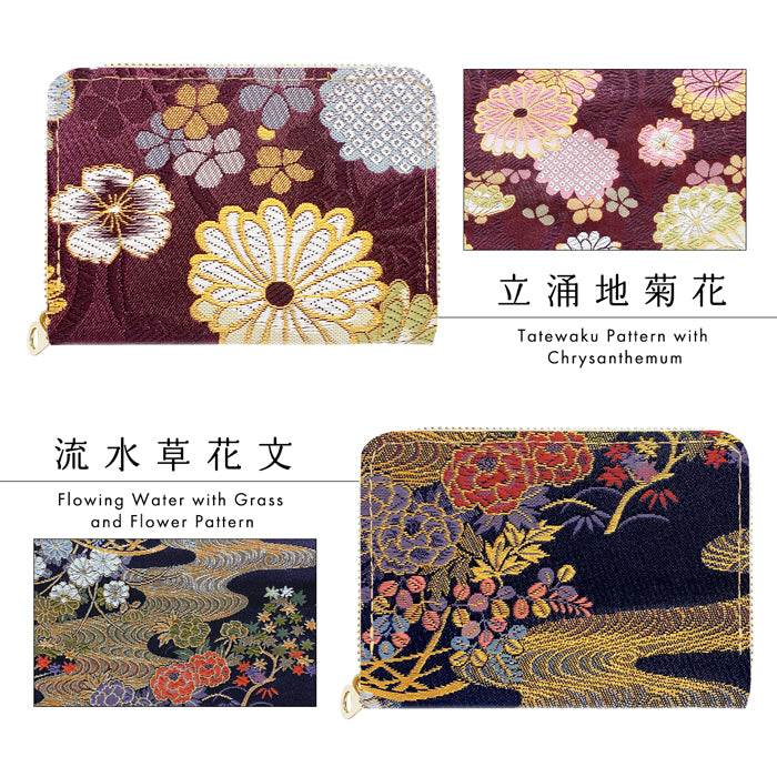 【財布の百貨店公式】 西陣織 ミニ財布 明 財布 金襴 ミニウォレット コンパクト ラウンドファスナー 小さい財布 カード収納【安心の返品保証付き】