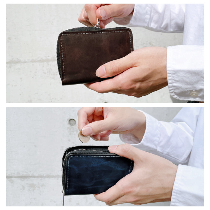 【財布の百貨店公式】 ミニ財布 本革 ジェントルマン 財布 メンズ ミニウォレット 牛革 ヌメ革 コンパクト ラウンドファスナー サイフ さいふ ウォレット 小さい財布 革 レザー カード収納 革財布 ラウンド財布 ミニサイフ 本革ミニ財布 メンズ レディース 【安心の返品保証付き】