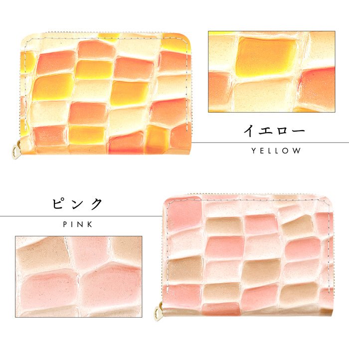 【財布の百貨店公式】 本革 ステンドグラス ミニ財布 財布 ミニウォレット コンパクト ラウンドファスナー サイフ さいふ ウォレット 小さい財布 革 カード収納 レディース エナメル【安心の返品保証付き】