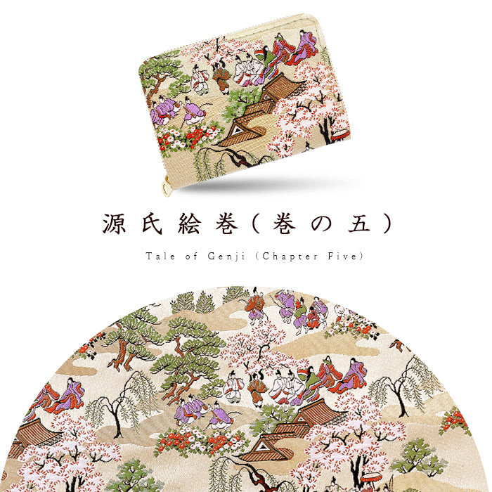 【財布の百貨店公式】 ミニ財布 財布 西陣織 高美者 金襴 ミニウォレット コンパクト ラウンドファスナー サイフ さいふ ウォレット 小さい財布 カード収納 ラウンド財布 ミニサイフ 和風 和柄 和 豪華 織物 鳳凰 源氏絵巻 流水文 牡丹 ハンドメイド