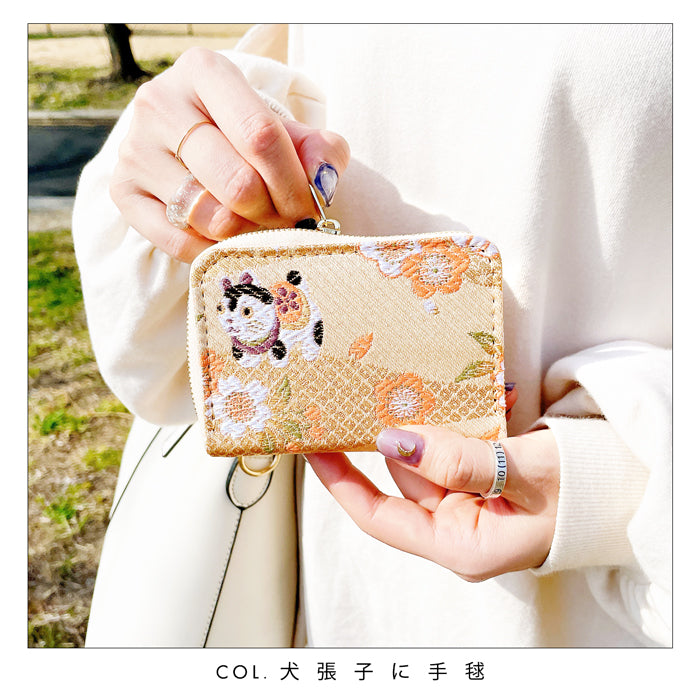 【財布の百貨店公式】 ミニ財布 西陣織 竹 財布 金襴 ミニウォレット コンパクト ラウンドファスナー サイフ さいふ ウォレット 小さい財布 カード収納 ラウンド財布 ミニサイフ 和風 和柄 和 豪華 織物 花唐草 丸紋 菊花文 桜 水文 ハンドメイド 【安心の返品保証付き】