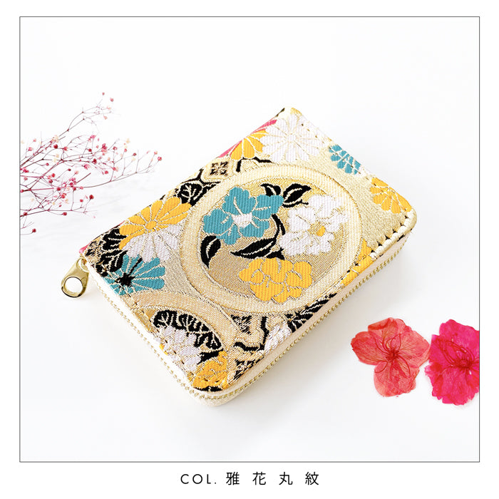 【財布の百貨店公式】 ミニ財布 西陣織 竹 財布 金襴 ミニウォレット コンパクト ラウンドファスナー サイフ さいふ ウォレット 小さい財布 カード収納 ラウンド財布 ミニサイフ 和風 和柄 和 豪華 織物 花唐草 丸紋 菊花文 桜 水文 ハンドメイド 【安心の返品保証付き】