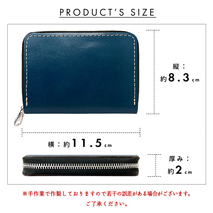 【財布の百貨店公式】 栃木レザー 財布 ミニ財布 メンズ 本革 牛革 ミニウォレット コンパクト ラウンドファスナー サイフ さいふ ウォレット 小さい財布 革 レザー カード収納 革財布 ラウンド財布 ハンドメイド こだわり親父 【安心の返品保証付き】