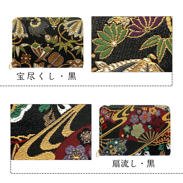 【財布の百貨店公式】 ミニ財布 西陣織 月影 財布 金襴 ミニウォレット コンパクト ラウンドファスナー サイフ さいふ ウォレット 小さい財布 カード収納 ラウンド財布 ミニサイフ 和風 和柄 和 豪華 織物 ハンドメイド 【安心の返品保証付き】