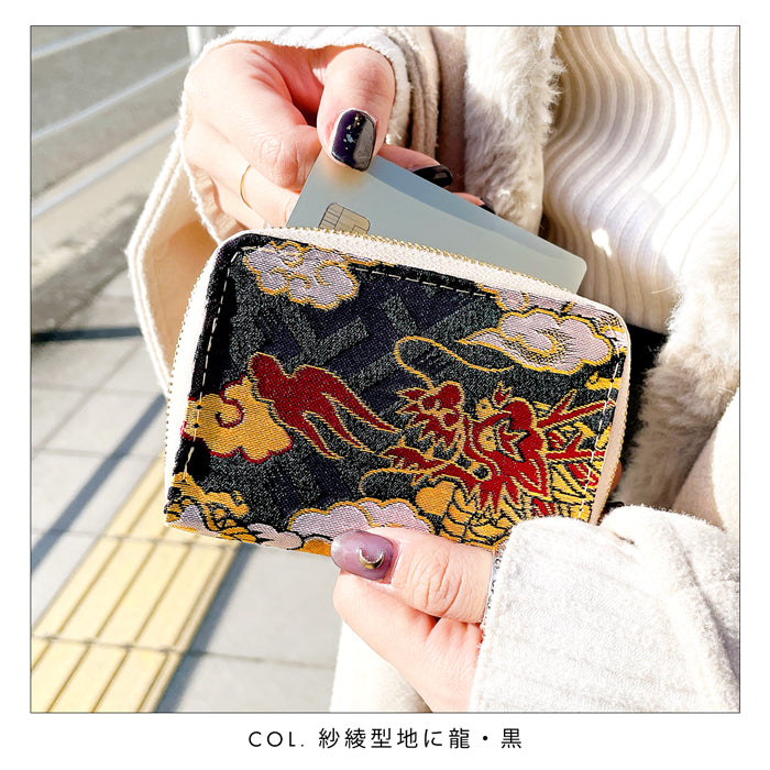 【財布の百貨店公式】 ミニ財布 西陣織 月影 財布 金襴 ミニウォレット コンパクト ラウンドファスナー サイフ さいふ ウォレット 小さい財布 カード収納 ラウンド財布 ミニサイフ 和風 和柄 和 豪華 織物 ハンドメイド 【安心の返品保証付き】