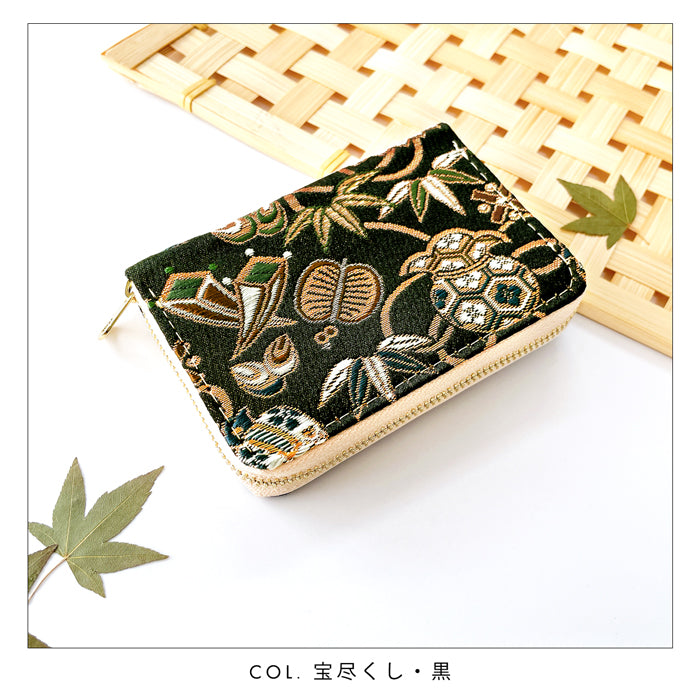 【財布の百貨店公式】 ミニ財布 西陣織 月影 財布 金襴 ミニウォレット コンパクト ラウンドファスナー サイフ さいふ ウォレット 小さい財布 カード収納 ラウンド財布 ミニサイフ 和風 和柄 和 豪華 織物 ハンドメイド 【安心の返品保証付き】