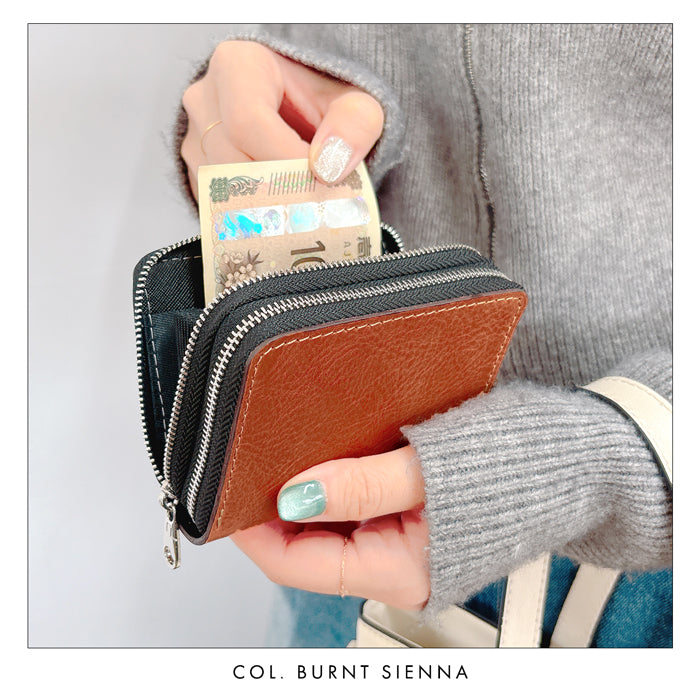 【財布の百貨店公式】 蛇腹 ダブルファスナー 財布 イタリア製 本革 ミズーリベリー カード収納 ミニ財布 小さい財布 使いやすい 牛革 革財布 ラウンド型財布 フィアンキベリー イタリアンレザー 【安心の返品保証付き】