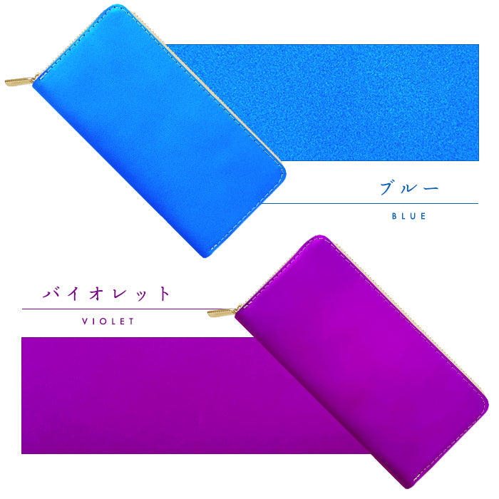 【財布の百貨店公式】 蛇腹 カードポケット付き長財布 本革 ネオンカラー 財布 ラウンド型ファスナー 大容量 蛍光カラー 蛍光色 日本製 【安心の返品保証付き】