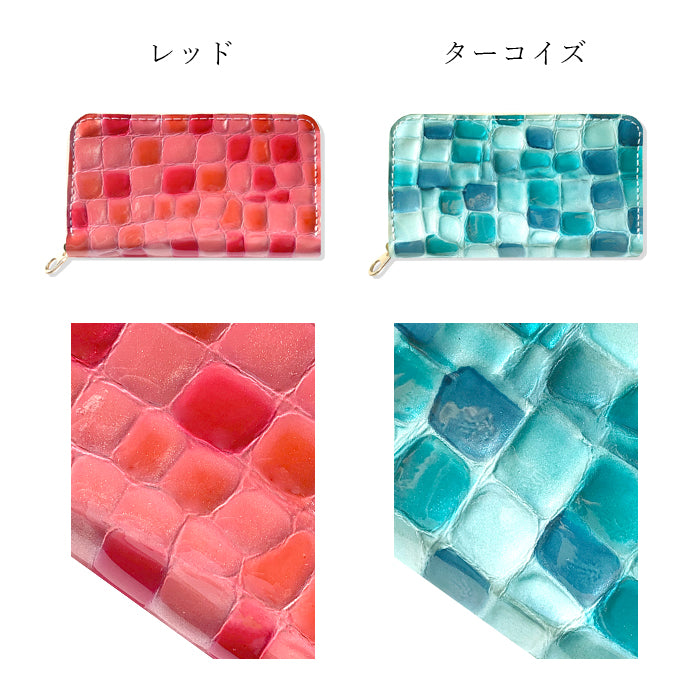 【財布の百貨店公式】 本革 コインケース ちょっと上品なステンドグラス レディース 小銭入れ ミニ財布 カード収納 コンパクト 型押し エナメル 【安心の返品保証付き】
