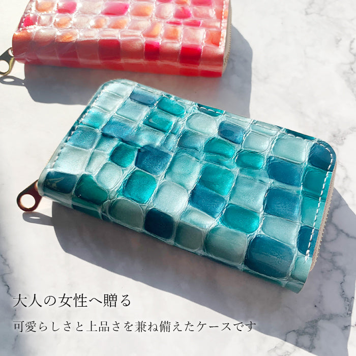 【財布の百貨店公式】 本革 コインケース ちょっと上品なステンドグラス レディース 小銭入れ ミニ財布 カード収納 コンパクト 型押し エナメル 【安心の返品保証付き】
