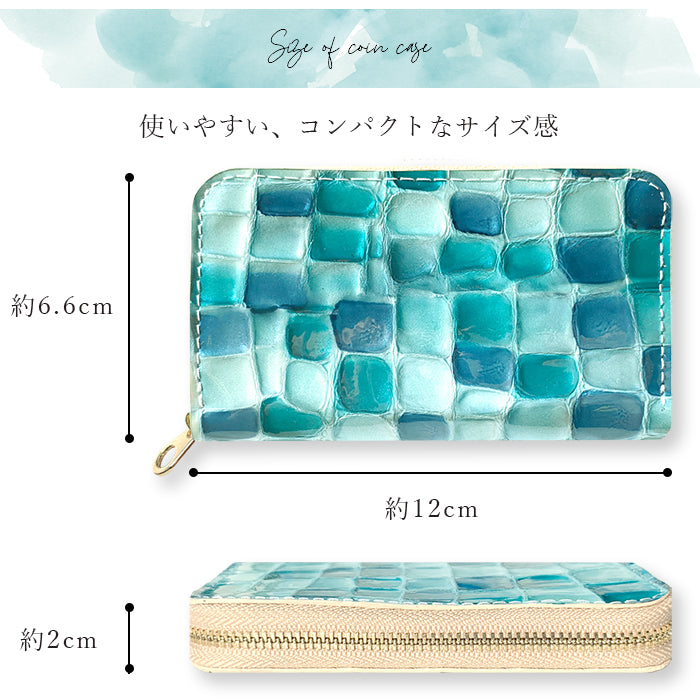 【財布の百貨店公式】 本革 コインケース ちょっと上品なステンドグラス レディース 小銭入れ ミニ財布 カード収納 コンパクト 型押し エナメル 【安心の返品保証付き】