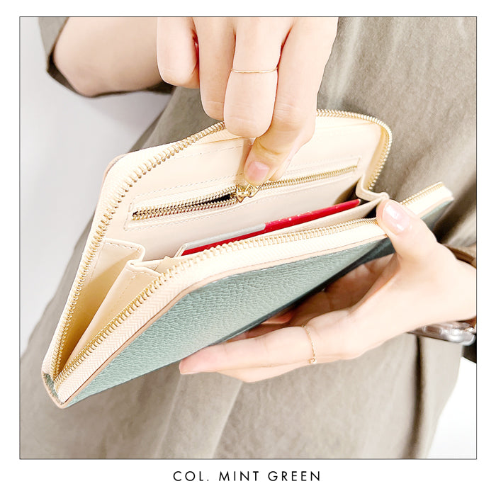 【財布の百貨店公式】 通帳も入る長財布 ニュアンスカラー マルチケース 本革 パスポート 母子手帳 ケース 大容量 多機能 ラウンドファスナー レディース 【安心の返品保証付き】