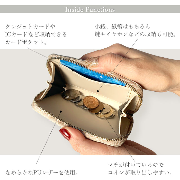 【財布の百貨店公式】 本革 コインケース ラメフラワー 型押し レディース コンパクト ラウンドファスナー 小銭入れ 【安心の返品保証付き】