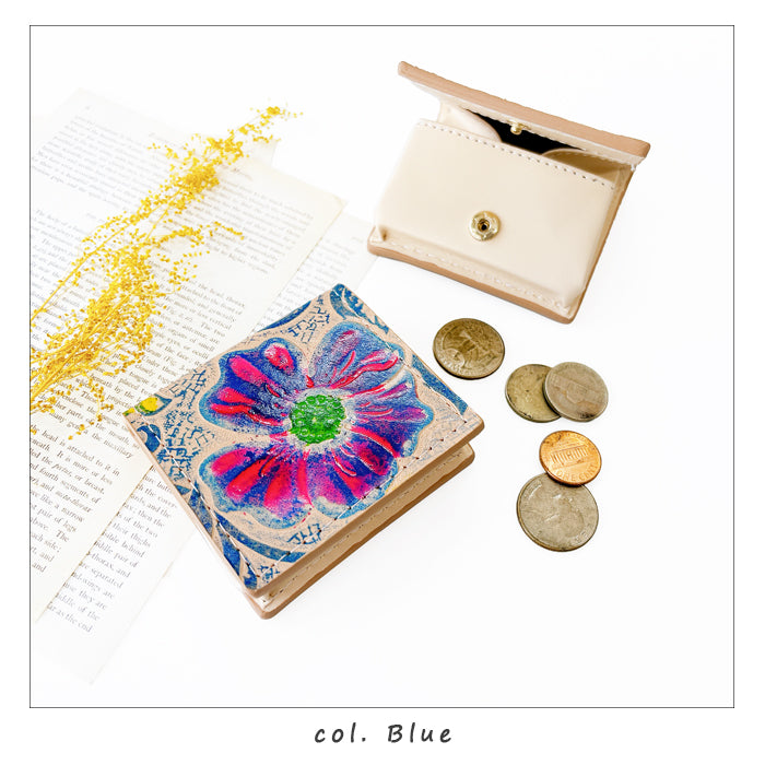 【財布の百貨店公式】 ボックス型 コインケース レトロな花型押し 本革 レディース 小銭入れ コンパクト スリム 薄型 【安心の返品保証付き】